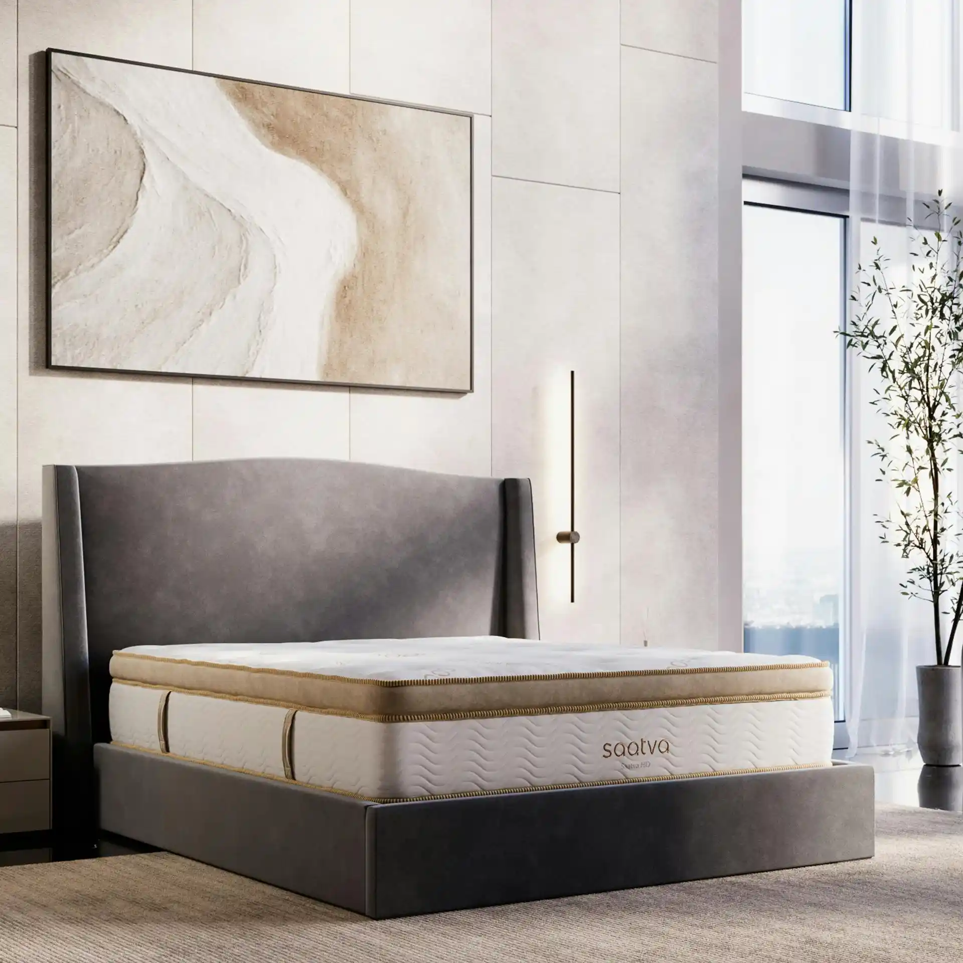 Saatva Zenhaven Latex Mattress creating a comfortable and inviting bedroom experience